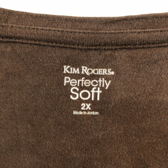 Kim Rogers Womens Perfectly Soft Long Sleeve Top Brown 2X - Picture 3 of 4